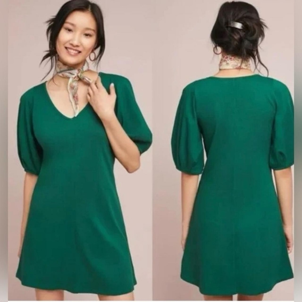 Velvet by Graham & Spencer for Anthropologie Green Cotton Bubble Dress XS